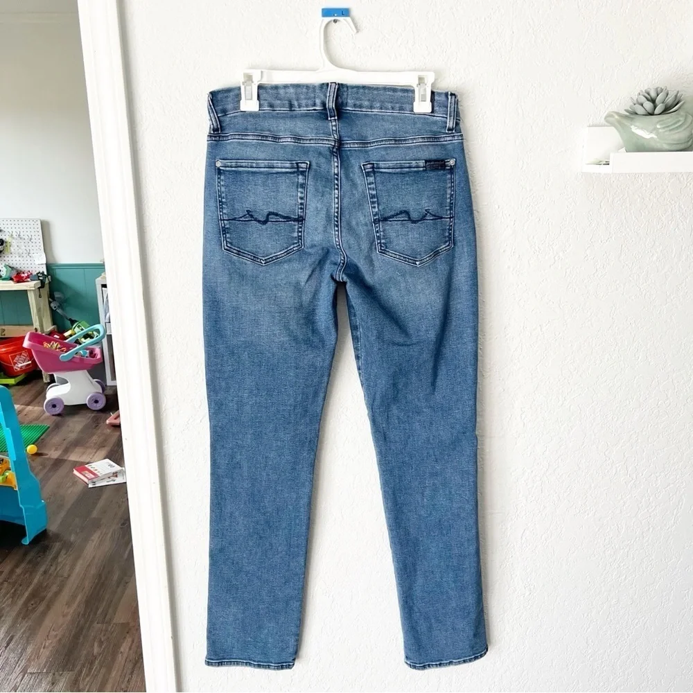7 For All Mankind Jeans Women's 31 Kimmie Straight Leg Marsh Medium‎ Wash $198